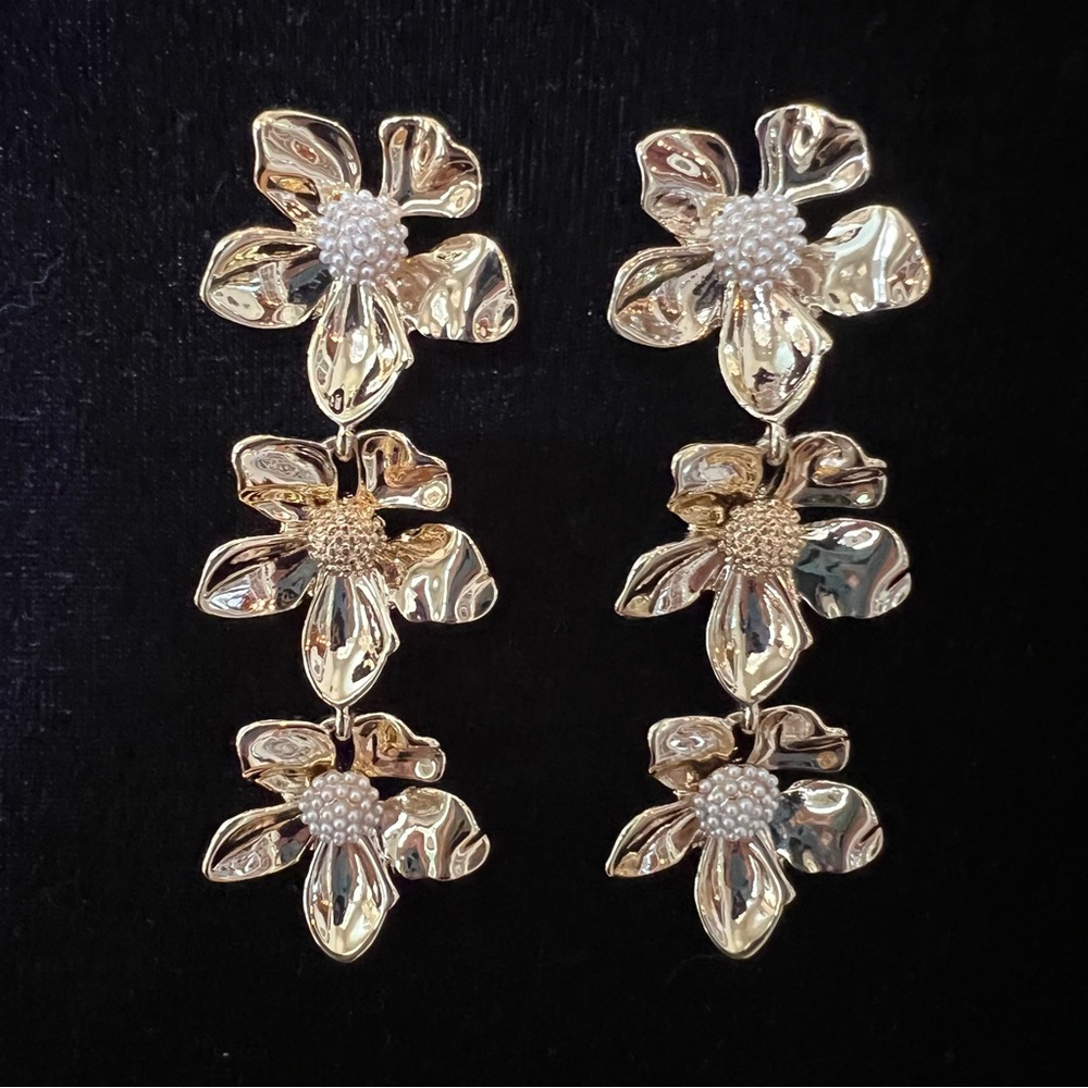 J. Crew Factory Foral Drop Statement Earrings NWT